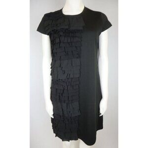 ATHENA MARIE - WOMEN'S BLACK HALF RUFFLE STRETCH KNIT T-SHIRT DRESS - SIZE S